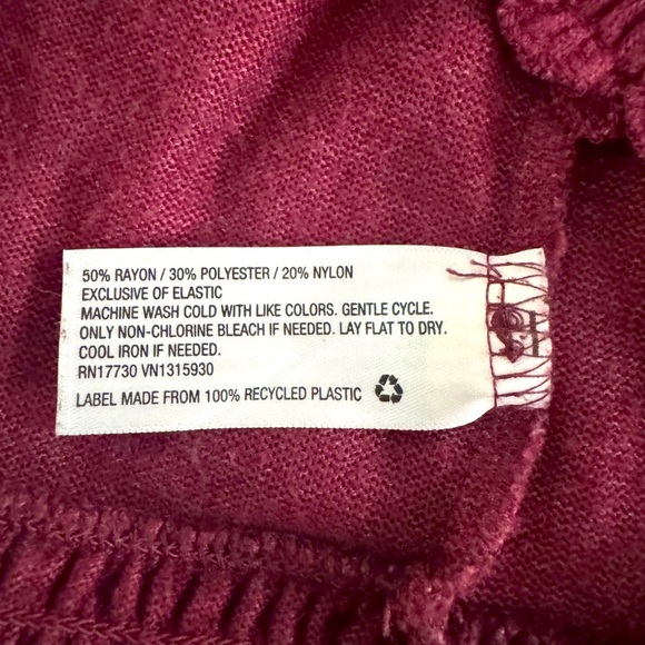 A New Day Burgundy Ruffled Neckline Long Sleeve Knit Stylish Sweater size Large - Picture 6 of 6